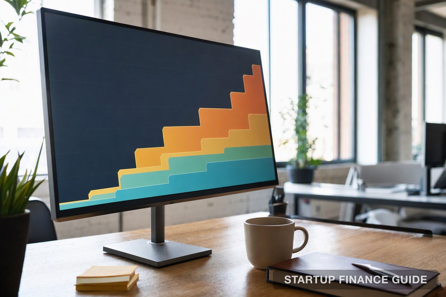 A monitor showing an abstract usage-based revenue chart