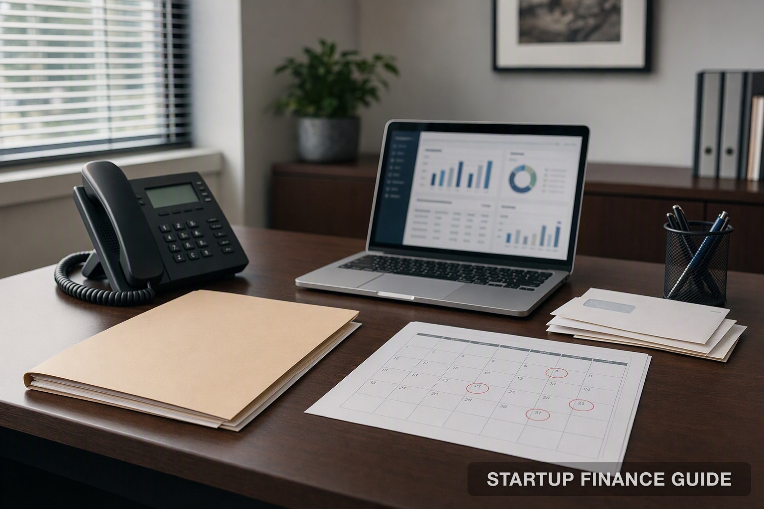 Loan servicing desk with a phone, a loan file and a marked calendar, illustrating tools that reduce complaints during loan payment follow-ups