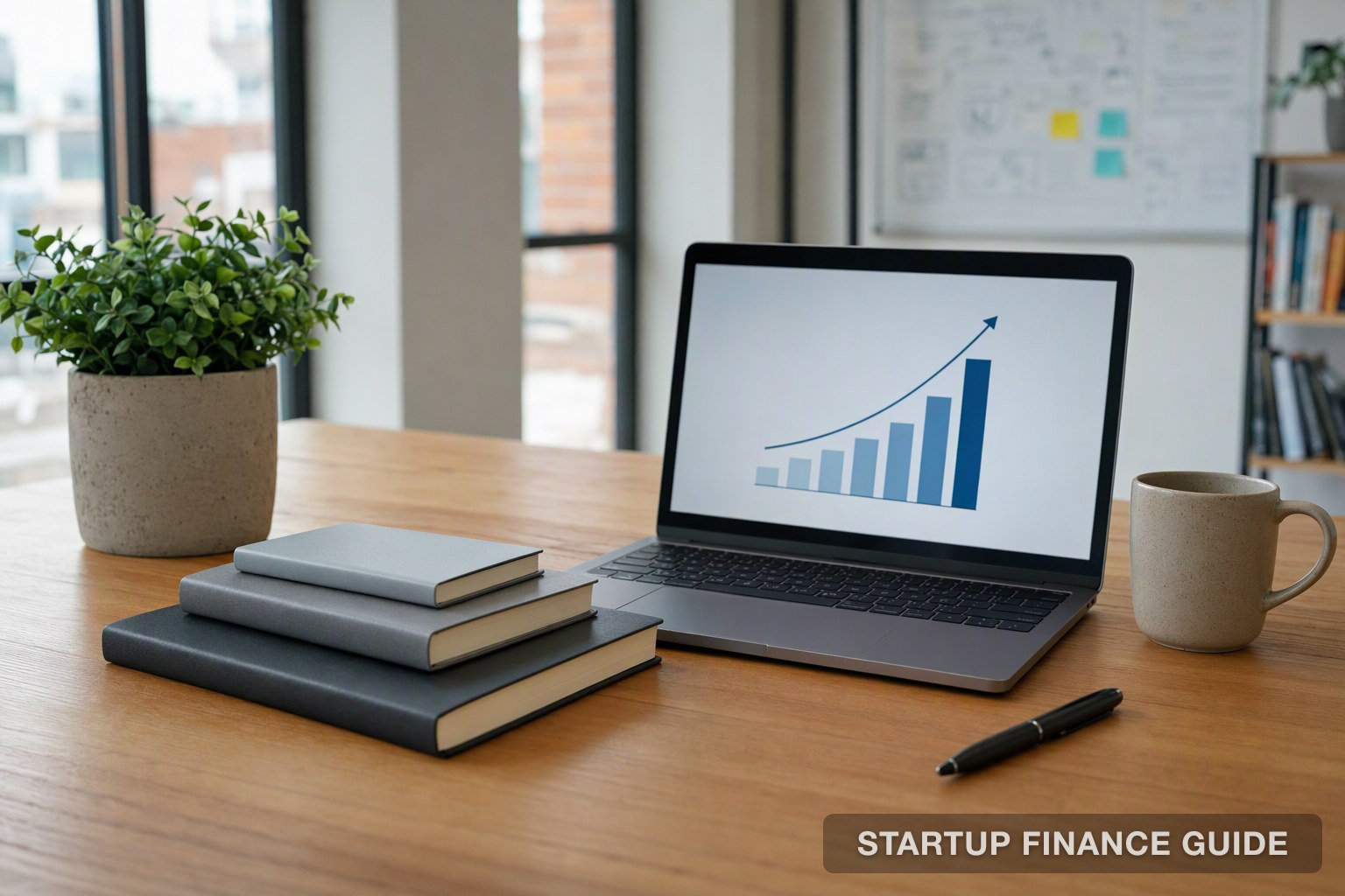 Desk with three notebooks of increasing size beside a laptop chart, representing eight customer success platforms matched to growth stages