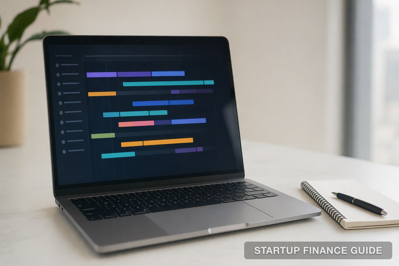A laptop showing an abstract per-user activity timeline